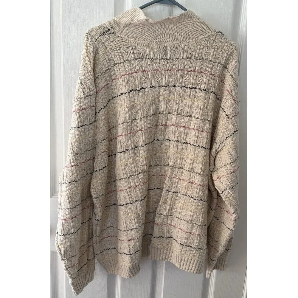Vintage,‎ Northern Reflections, Cotton Blend, Collar Sweater, Beige XL/TG Mens